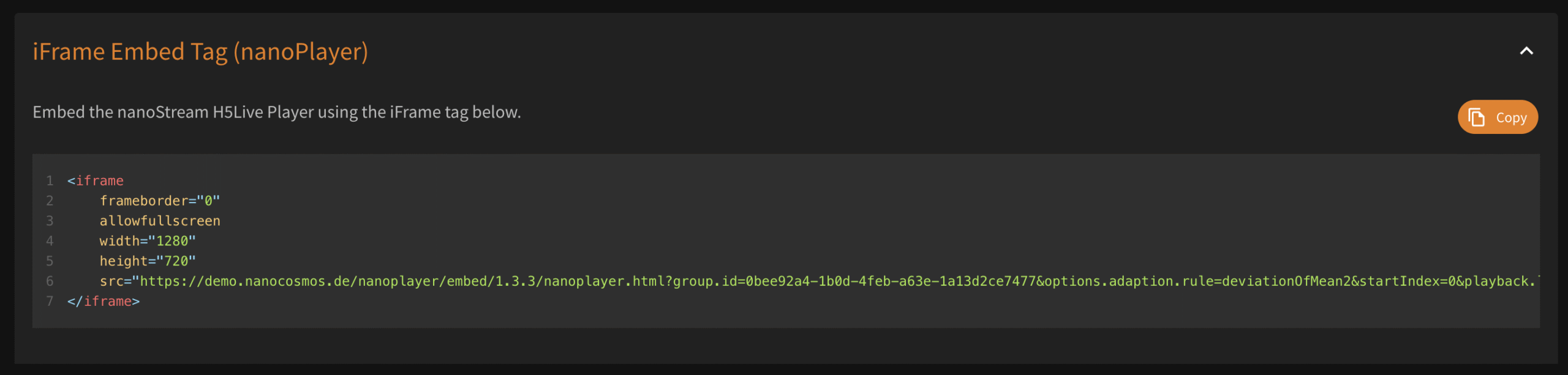 iFrame Embed Tag (nanoPlayer)