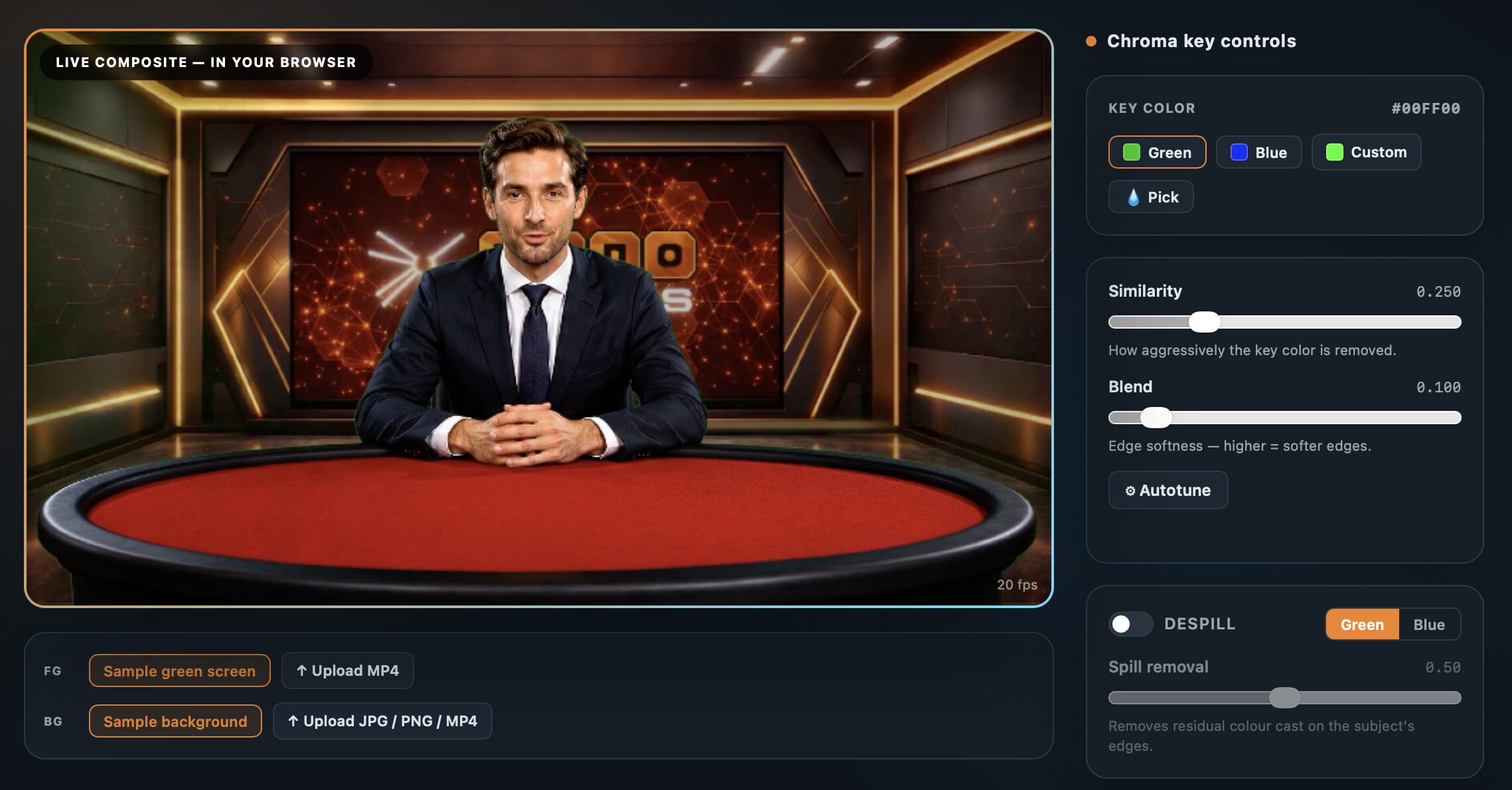 nanoStudio Chroma live compositing tool